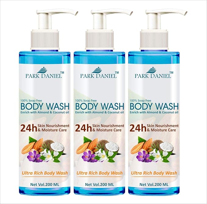 Park Daniel Ultra Rich Premium Body Wash Enriched With Almond and Coconut Oil - For Skin Nourishment and Moisture Care Combo Pack 3 Bottle of 200 ml(600 ml) - Image 2